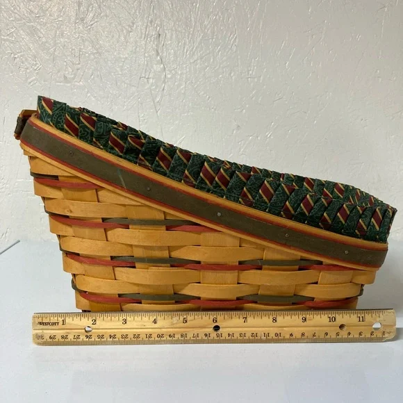 VTG Longaberger Holiday Sleigh Basket Imperial Stripe Liner Protector & Runner - Picture 8 of 16